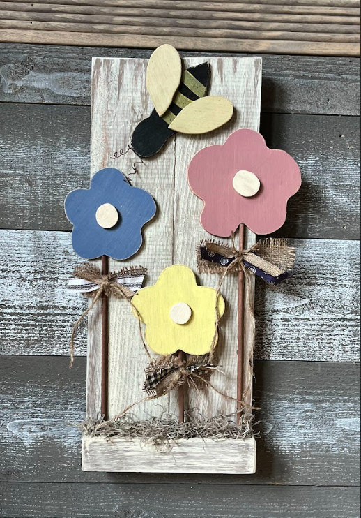 Buzzing Botanicals: Wood Bee & Flower Plaque